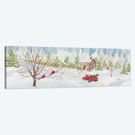 Christmas In The Country With Red Truck Canvas Print #TRE115} by Tara Reed Canvas Art Print