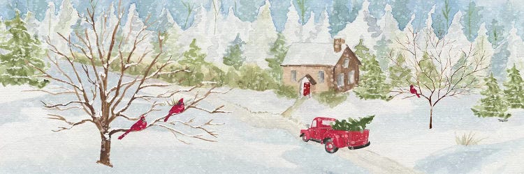 Christmas In The Country With Red Truck