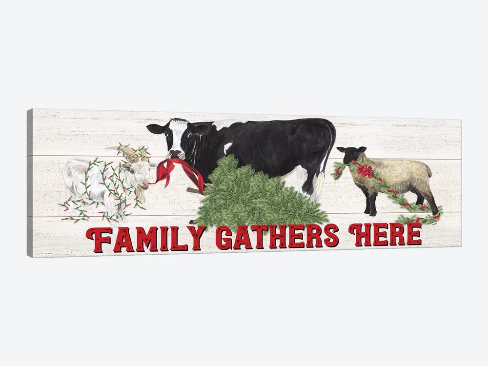 Christmas On The Farm - Family Gathers Here by Tara Reed 1-piece Canvas Wall Art