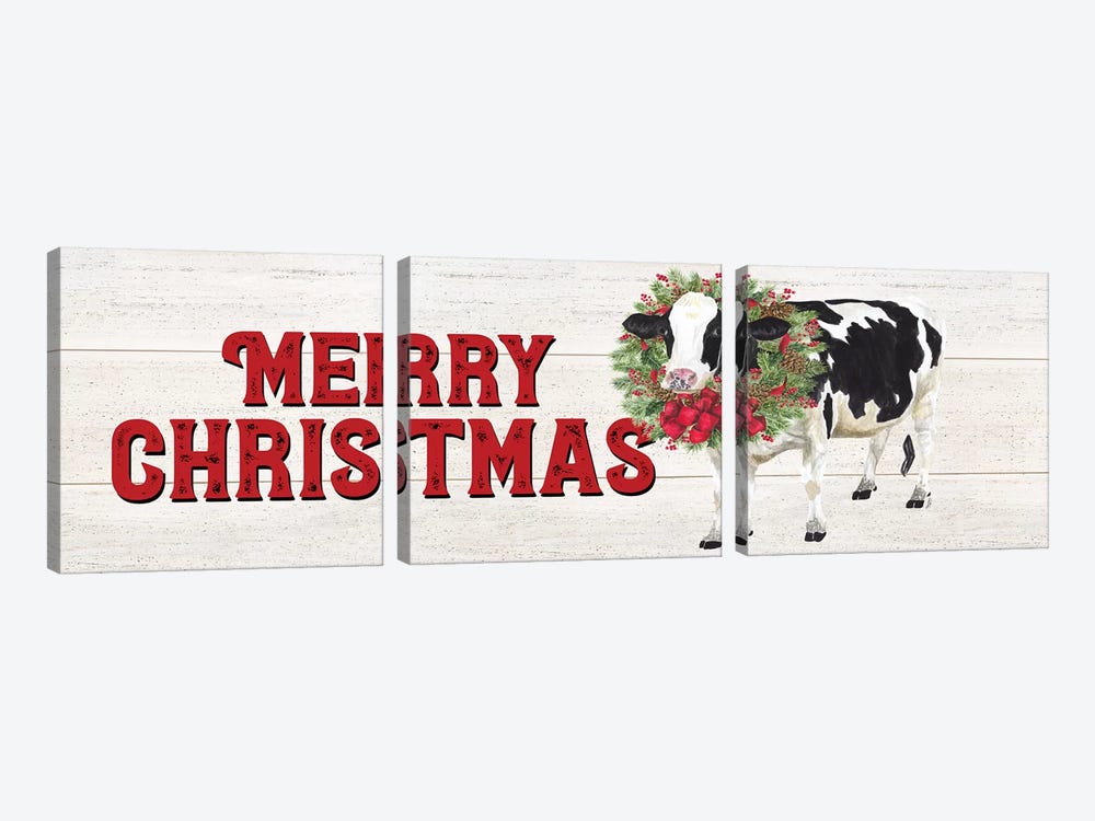 Christmas On The Farm - Merry Christmas by Tara Reed 3-piece Art Print