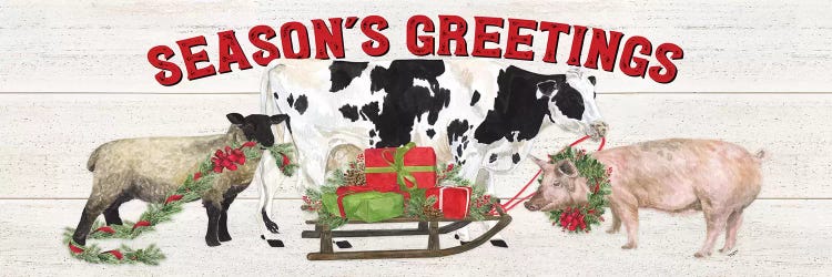 Christmas On The Farm - Seasons Greetings by Tara Reed wall art