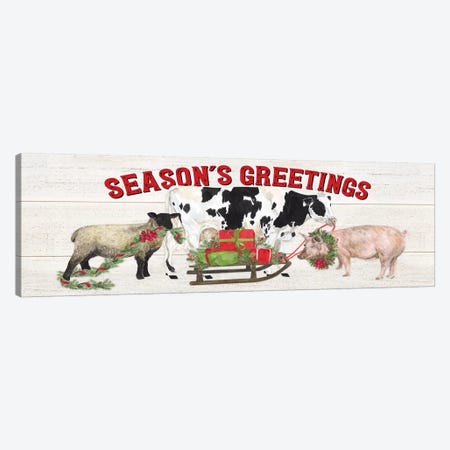 Christmas On The Farm - Seasons Greetings Canvas Print #TRE118} by Tara Reed Canvas Art