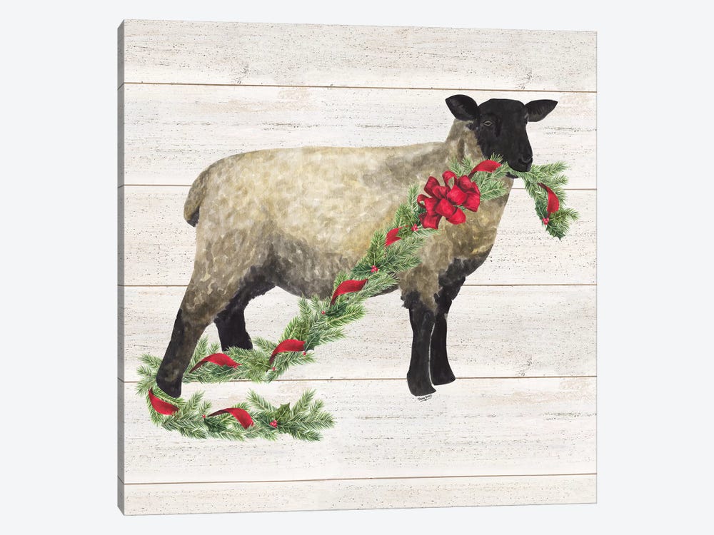 Christmas On The Farm V - Sheep by Tara Reed 1-piece Canvas Wall Art