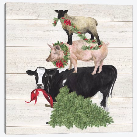 Christmas On The Farm VI - Trio Facing Left Canvas Print #TRE124} by Tara Reed Canvas Art