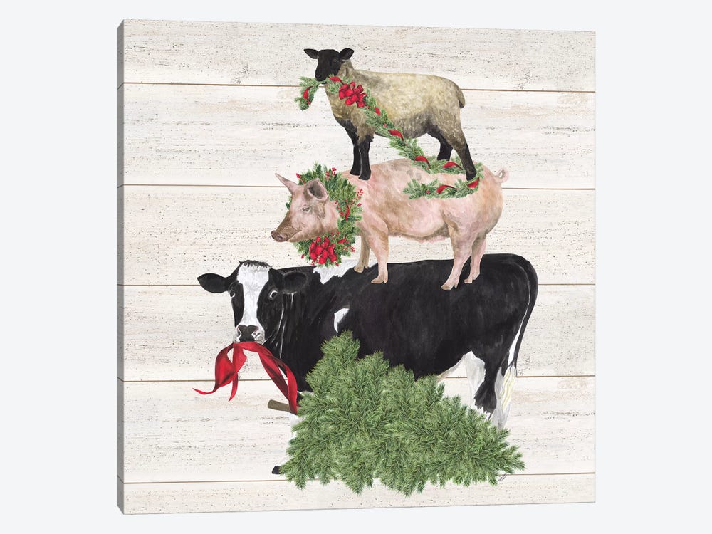 Christmas On The Farm VI - Trio Facing Left by Tara Reed 1-piece Art Print