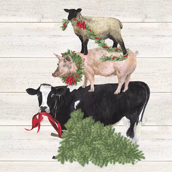 Tara Reed: Christmas On The Farm VI - Trio Facing Left by Tara Reed
