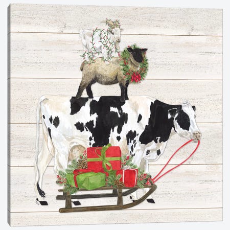 Christmas On The Farm VII Trio Facing Right Canvas Print #TRE125} by Tara Reed Canvas Wall Art