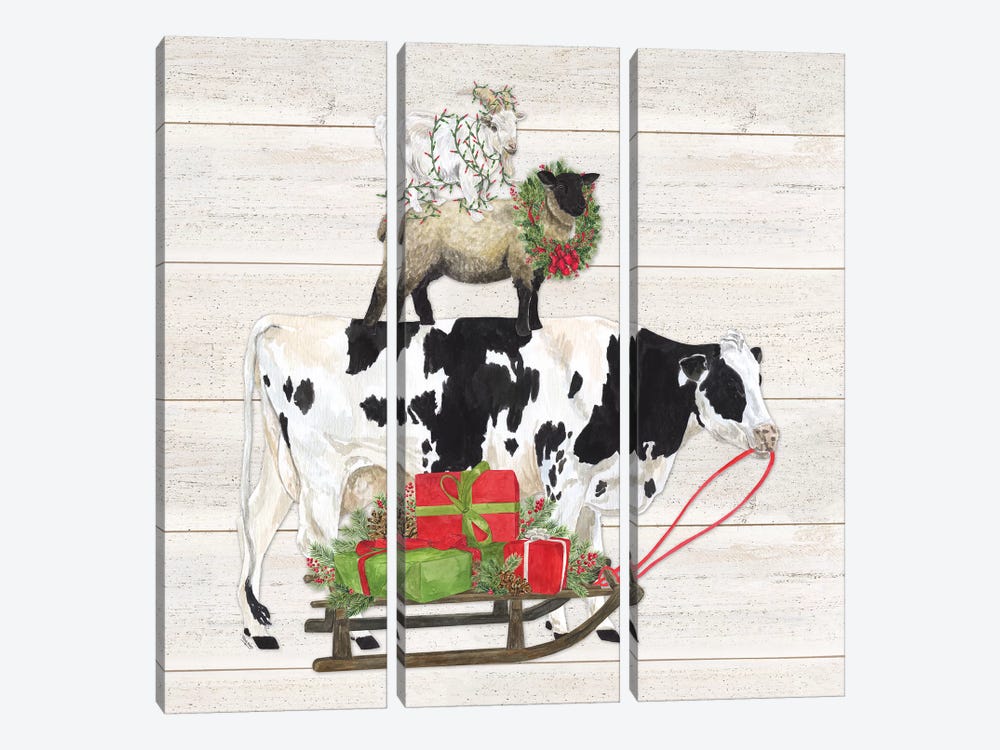 Christmas On The Farm VII Trio Facing Right by Tara Reed 3-piece Canvas Art
