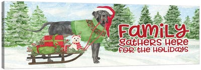 Dog Days Of Christmas - Family Gathers Canvas Art Print - Christmas Animal Art