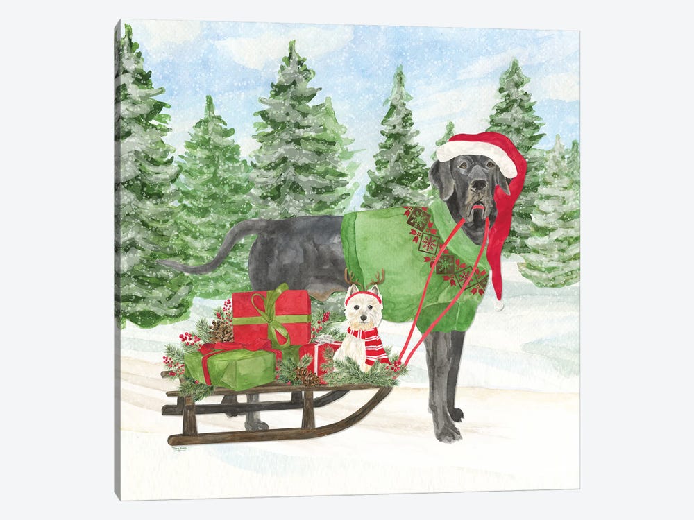 Dog Days Of Christmas II - Sled with Gifts by Tara Reed 1-piece Canvas Art
