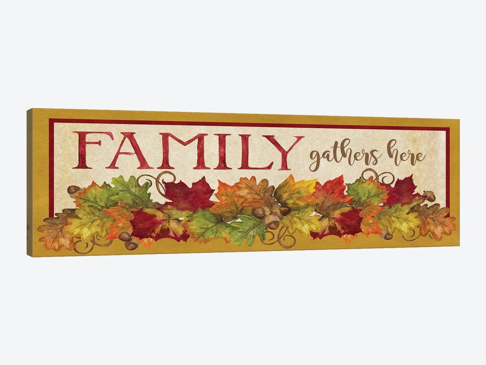 Fall Harvest Family Gathers Here Sign by Tara Reed 1-piece Art Print