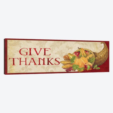 Fall Harvest Give Thanks Sign Canvas Print #TRE134} by Tara Reed Canvas Art Print