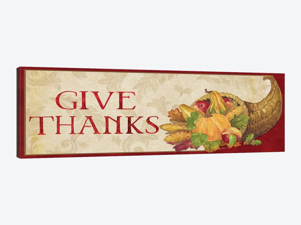 Fall Harvest Give Thanks Sign by Tara Reed 1-piece Canvas Wall Art