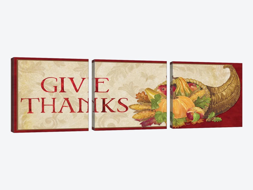 Fall Harvest Give Thanks Sign by Tara Reed 3-piece Canvas Artwork