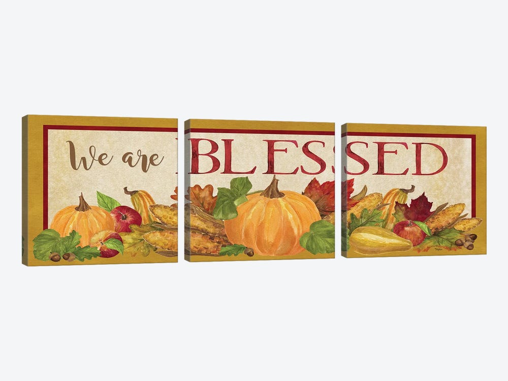 Fall Harvest We are Blessed Sign by Tara Reed 3-piece Canvas Print