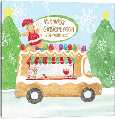 Food Cart Christmas I - Gingerbread Canvas Art Print - Holiday Eats & Treats