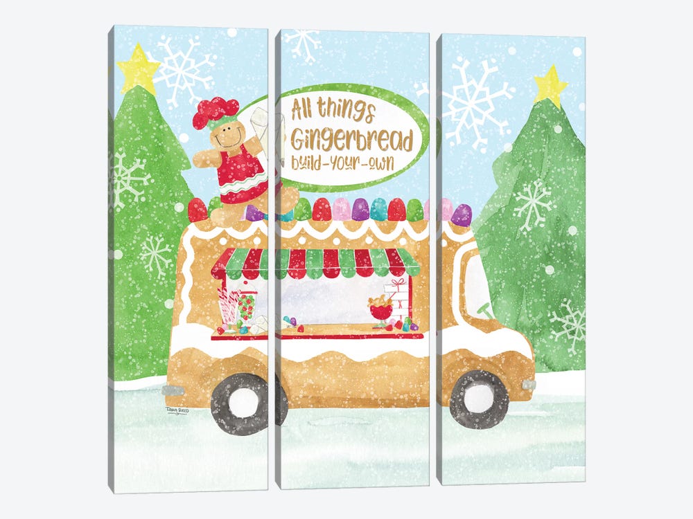 Food Cart Christmas I - Gingerbread by Tara Reed 3-piece Canvas Art