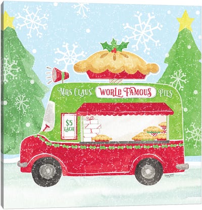 Food Cart Christmas III - Mrs Clause Pies Canvas Art Print - Holiday Eats & Treats