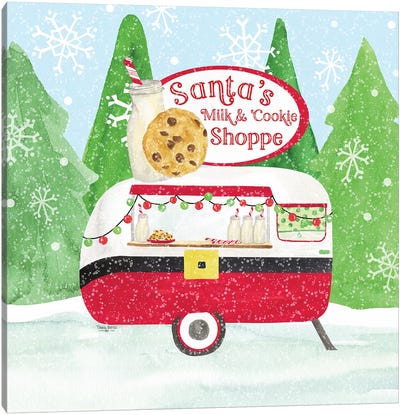 Food Cart Christmas IV - Santas Milk and Cookies Canvas Art Print - Holiday Eats & Treats