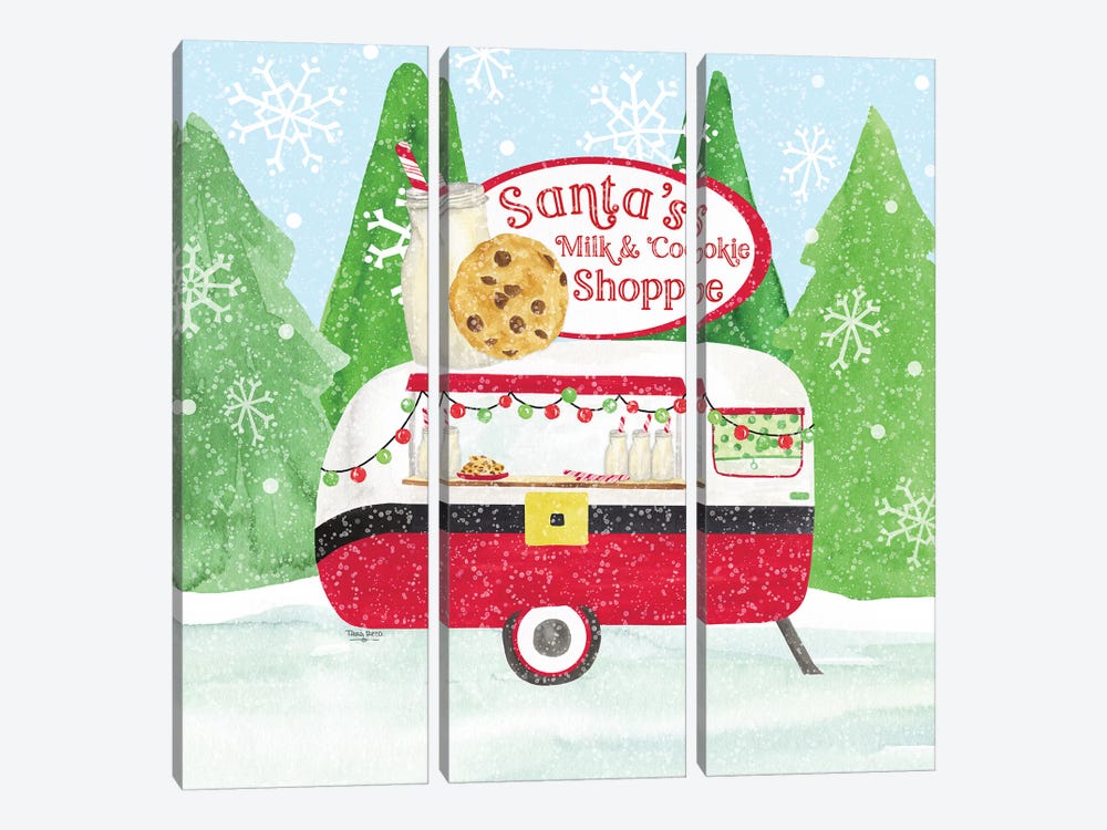 Food Cart Christmas IV - Santas Milk and Cookies by Tara Reed 3-piece Canvas Art