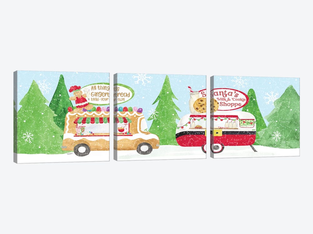 Food Cart Christmas II by Tara Reed 3-piece Canvas Artwork