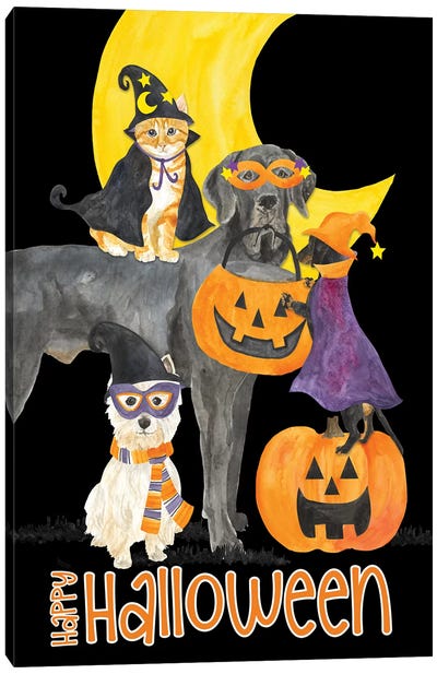 Fright Night Friends - Happy Halloween II Canvas Art Print - West Highland White Terrier Art