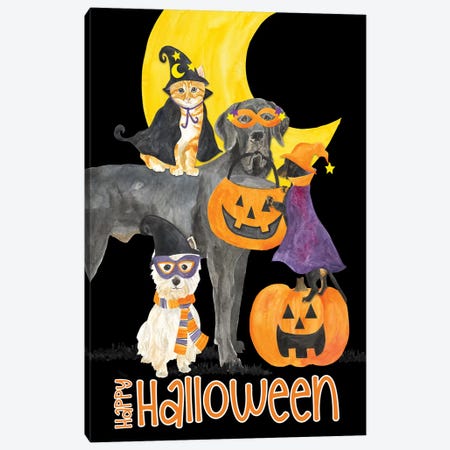 Fright Night Friends - Happy Halloween II Canvas Print #TRE145} by Tara Reed Canvas Artwork
