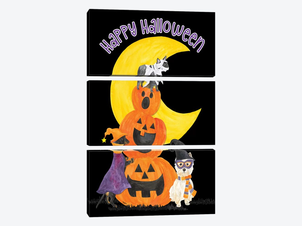 Fright Night Friends - Happy Halloween III by Tara Reed 3-piece Canvas Art Print
