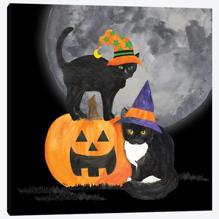 Fright Night Friends I - Black Cat Canvas Print #TRE150} by Tara Reed Canvas Art
