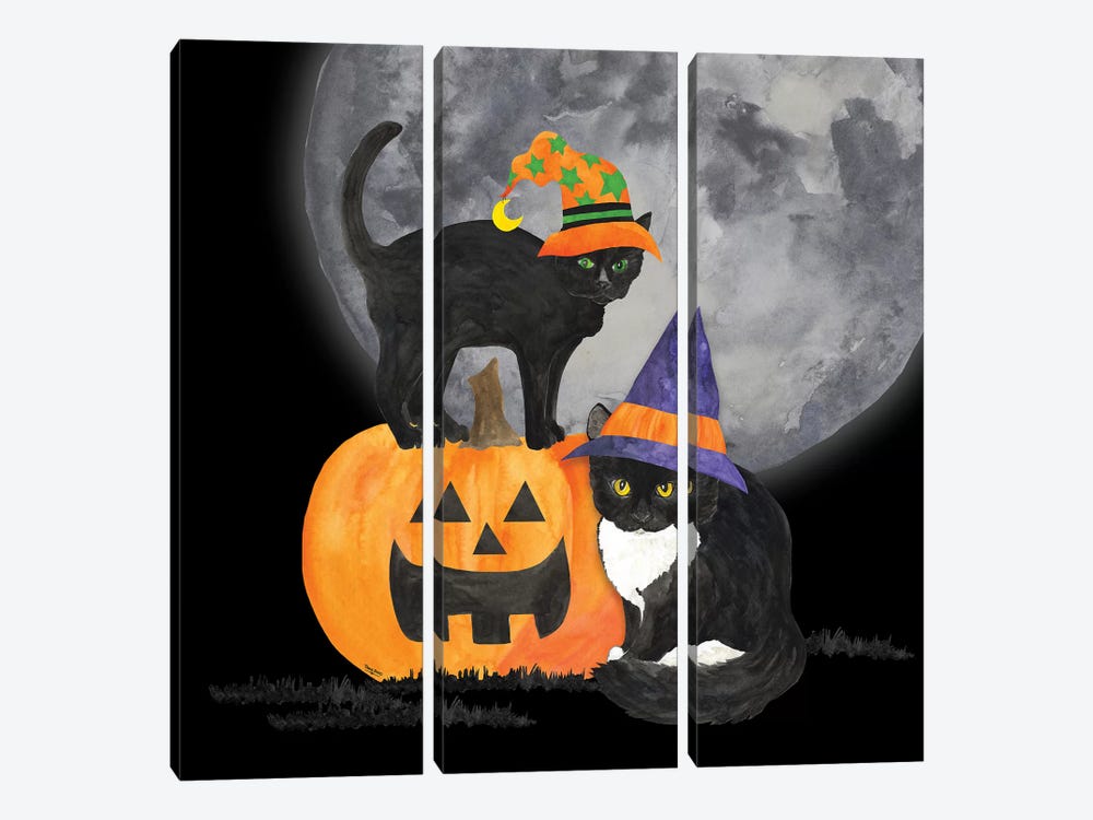 Fright Night Friends I - Black Cat by Tara Reed 3-piece Canvas Art