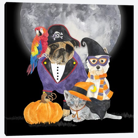 Fright Night Friends III - Pirate Pug Canvas Print #TRE152} by Tara Reed Canvas Wall Art