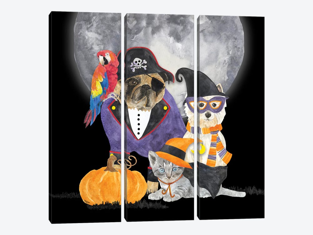 Fright Night Friends III - Pirate Pug by Tara Reed 3-piece Canvas Wall Art