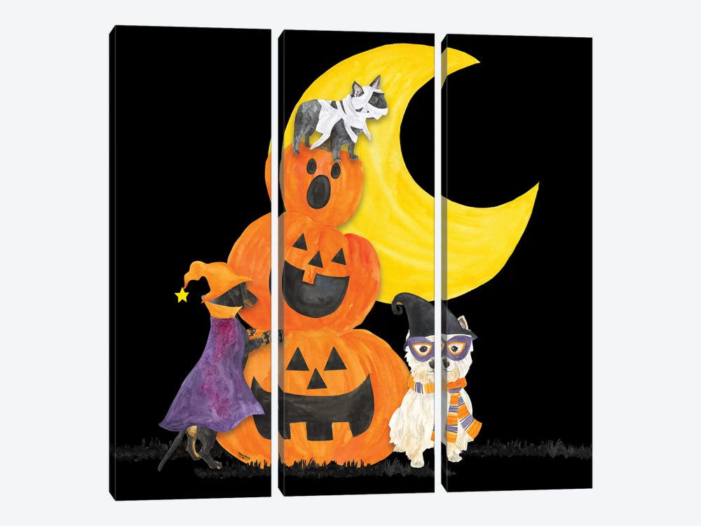 Fright Night Friends IV - Pumpkin Stack by Tara Reed 3-piece Canvas Art Print