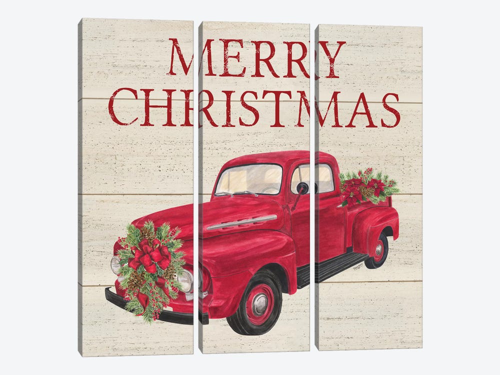 Home for the Holidays - Red Truck by Tara Reed 3-piece Art Print