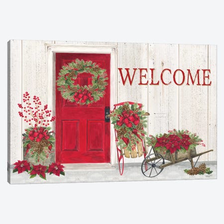 Home for the Holidays - Front Door Scene  Canvas Print #TRE157} by Tara Reed Art Print