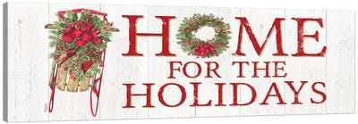 Home for the Holidays - Sled Sign Canvas Art Print - Farmhouse Christmas Décor