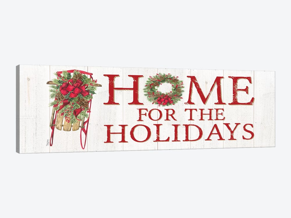 Home for the Holidays - Sled Sign by Tara Reed 1-piece Canvas Wall Art