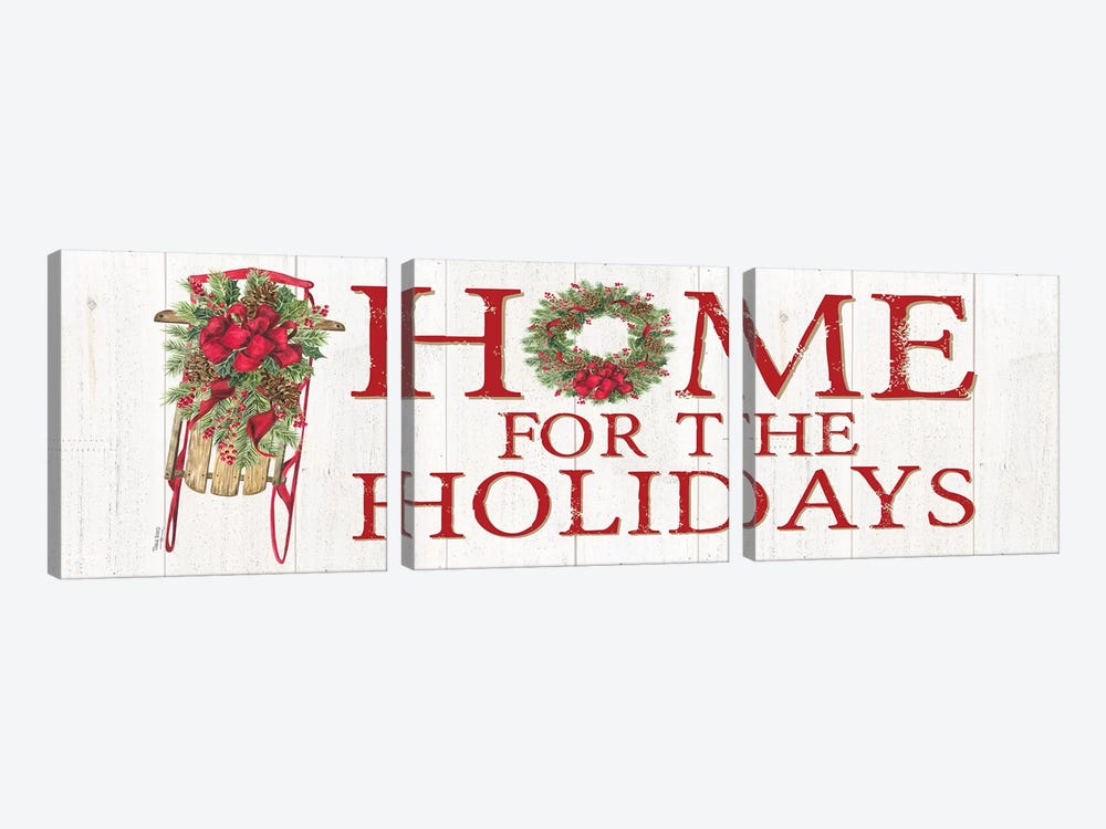 Home for the Holidays - Sled Sign by Tara Reed 3-piece Canvas Artwork