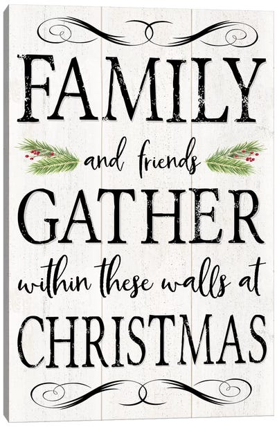 Peaceful Christmas - Family Gathers Canvas Art Print - Farmhouse Christmas Décor
