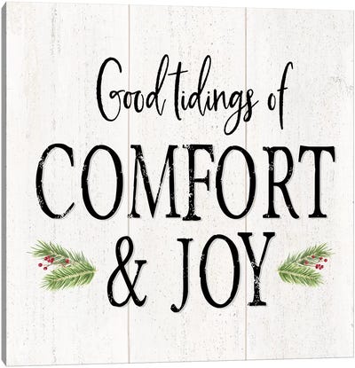 Peaceful Christmas II - Comfort and Joy Canvas Art Print - Farmhouse Christmas Décor