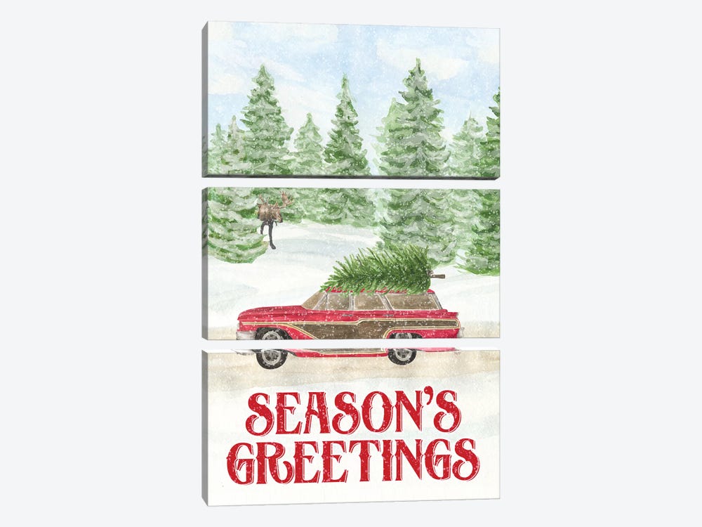 Sleigh Bells Ring - Seasons Greetings by Tara Reed 3-piece Canvas Art