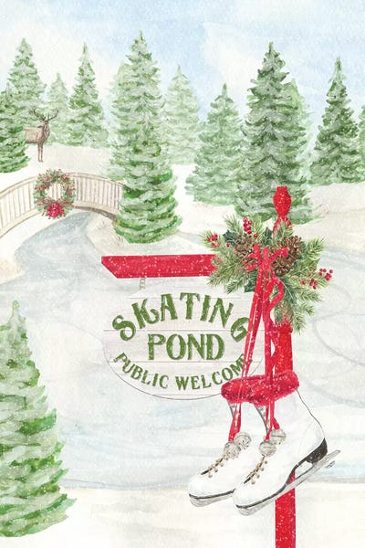 Evergreen Trees: Sleigh Bells Ring - Skating Pond by Tara Reed