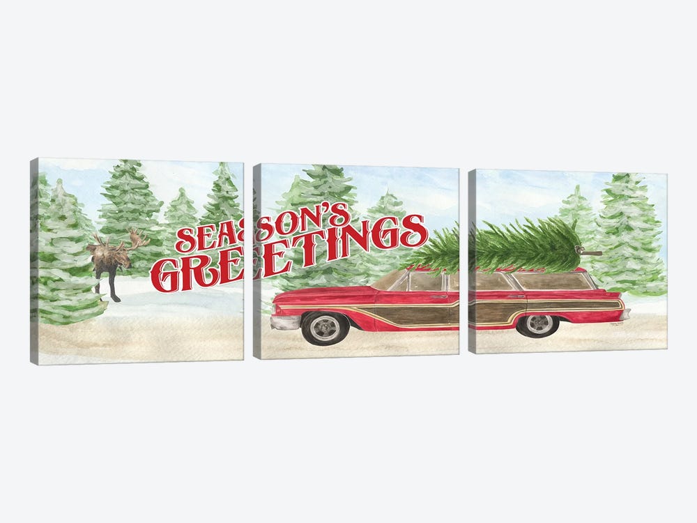 Sleigh Bells Ring - Tree Day by Tara Reed 3-piece Canvas Wall Art