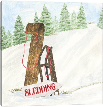 Sleigh Bells Ring II Sledding Canvas Art Print - Christmas Art