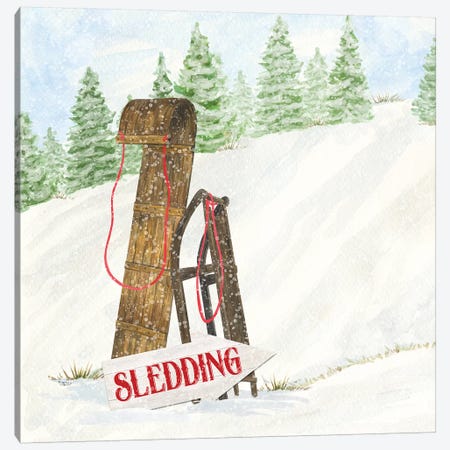 Sleigh Bells Ring II Sledding Canvas Print #TRE174} by Tara Reed Canvas Print