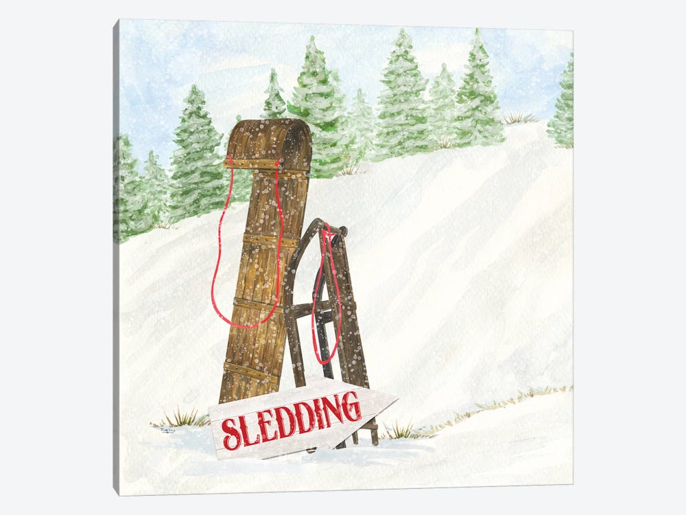 Sleigh Bells Ring II Sledding by Tara Reed 1-piece Canvas Wall Art