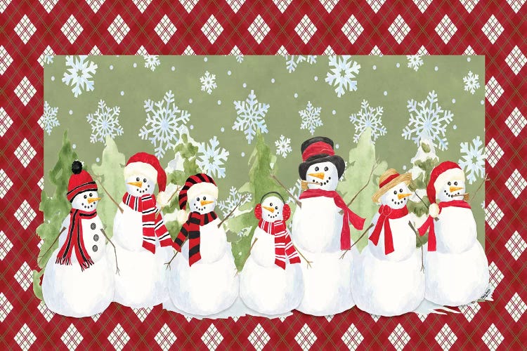 Snowman Wonderland - Green Plaid by Tara Reed wall art