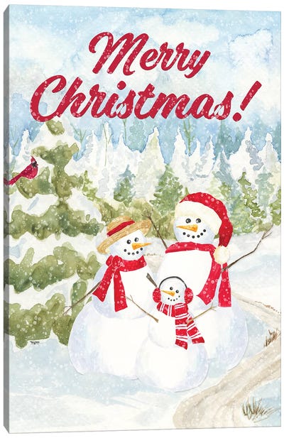 Snowman Wonderland  - Family Scene  Canvas Art Print - Snowman Art