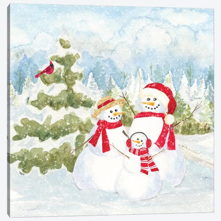 Snowman Wonderland I Family Scene Canvas Print #TRE184} by Tara Reed Canvas Artwork