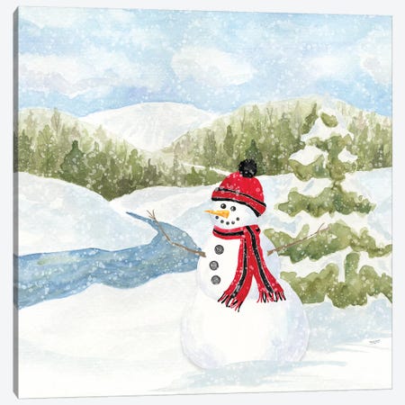 Snowman Wonderland III - Stream Scene Canvas Print #TRE186} by Tara Reed Canvas Art